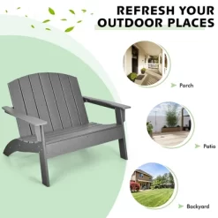 Costway 2PCS Patio Adirondack Chair Loveseat Bench HDPE Weather Resistant Grey -Outdoor Furniture Store GUEST 0b97912f d688 4885 897c 3abfde4a63a2