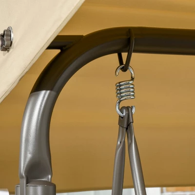 Outsunny 3-Seat Patio Swing Chair, Outdoor Canopy Swing Glider With Cushion, Adjustable Shade, And Slatted Design, For Porch, Garden, Poolside, Beige 6 Outsunny 3-Seat Patio Swing Chair, Outdoor Canopy Swing Glider With Cushion, Adjustable Shade, And Slatted Design, For Porch, Garden, Poolside, Beige - Image 4