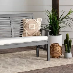 Ravenscroft Modern Boho Acacia Wood Slatted Outdoor Loveseat With Cushion - Saracina Home -Outdoor Furniture Store GUEST 0bef4255 566e 41f5 a99c 7414e63a87f4