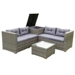 4pc Wicker Patio Seating Set With Cushions - Gray - GODEER -Outdoor Furniture Store GUEST 0c9e55e1 aaf3 471f 8c64 3acf39ee065b