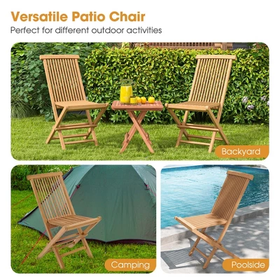 Costway 2 PCS Patio Folding Chair Teak High Back Dining Slatted Seat Portable Outdoor 7 Costway 2 PCS Patio Folding Chair Teak High Back Dining Slatted Seat Portable Outdoor - Image 5