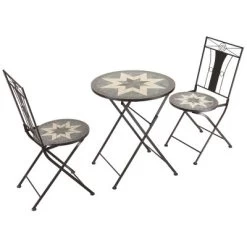 Outsunny 3 Piece Patio Bistro Set, Metal Folding Chairs, Foldable Outdoor Dining Table, Stone Mosaic Pattern For Decor, Poolside, Porch, Coffee -Outdoor Furniture Store GUEST 0cbef117 7750 4745 95e8 d0050e726bc7