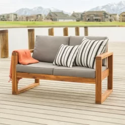 Galia Square Leg Acacia Wood Patio Loveseat With Cushions - Brown - Saracina Home 25 Galia Square Leg Acacia Wood Patio Loveseat With Cushions - Brown - Saracina Home -Outdoor Furniture Store GUEST 0cc2d0f3 47e5 4caf 8193 f03c8bb693e4