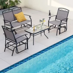 Costway 2pcs Patio Glider Set Single Swing Rocking Chair Heavy-Duty Metal Frame Outdoor -Outdoor Furniture Store GUEST 0d6d736c 55f4 416e bfb7 1dd2e9669319