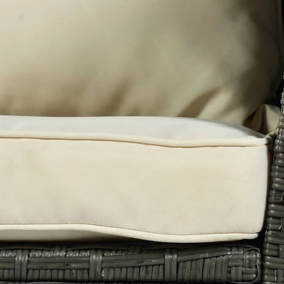 6pc Outdoor Wicker Set With Loveseats, Sofa, Chair, Coffee Table & Bench - Beige - GODEER 15 6pc Outdoor Wicker Set With Loveseats, Sofa, Chair, Coffee Table & Bench - Beige - GODEER - Image 13