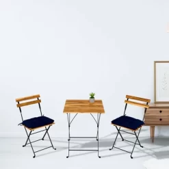 3pc Solid Teak Wood Folding Table & Chair Bistro Set - Brown - WELLFOR -Outdoor Furniture Store GUEST 0db880d3 744d 4cb4 b4cd 380b7e5e080a