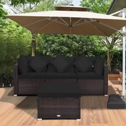 Costway 4PCS Patio Rattan Furniture Set Sofa Ottoman Cushion Garden Deck Black -Outdoor Furniture Store GUEST 0e450a53 7b26 40e1 b033 e263e3d70481