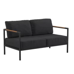 Emma And Oliver Aluminum Frame Loveseat With Teak Arm Accents And Plush Cushions 22 Emma And Oliver Aluminum Frame Loveseat With Teak Arm Accents And Plush Cushions -Outdoor Furniture Store GUEST 0e50ae8e 089c 465b 82ba b049525e36f6
