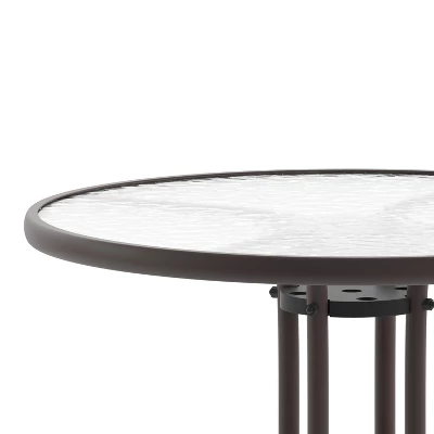 Flash Furniture Bellamy 31.5'' Round Tempered Glass Metal Table 9 Flash Furniture Bellamy 31.5'' Round Tempered Glass Metal Table - Image 7
