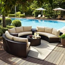 Catalina 6pc Outdoor Wicker Sectional Set - Sand/Brown - Crosley -Outdoor Furniture Store GUEST 0ec5658e 7657 454f 9a22 f2f8119ac1c6