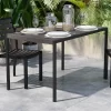 Flash Furniture Lark Outdoor Dining Table With Synthetic Gray Wash Teak Poly Slats - 30" X 48" Steel Framed Restaurant Table With Umbrella Holder Hole -Outdoor Furniture Store GUEST 0edc4b78 195d 4e62 b958 8419b6f36f34