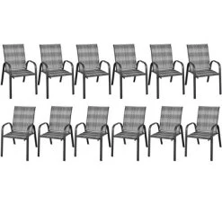 Tangkula 12PCS Outdoor PE Wicker Stacking Dining Chairs Patio Arm Chairs -Outdoor Furniture Store GUEST 0f03d856 eb33 469f a39a 275e515a3fea