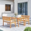 Kapalua 3pc Honey Nautical Wooden Patio Dining Set With 2 Benches - Vifah -Outdoor Furniture Store GUEST 0f108f2d eef7 49d2 9db0 1355ee6b0566
