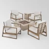 Belgian 6pc Acacia Wood Fire Conversation Set - Christopher Knight Home