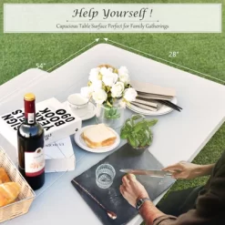 Costway Picnic Table Bench Set Outdoor Backyard Patio Garden Party Dining All Weather White -Outdoor Furniture Store GUEST 0fc9d930 3518 4c60 868f 485e0c1b4fed