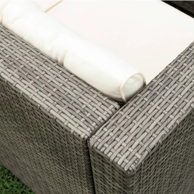4pc Wicker Patio Sectional Seating Set With Cushions - Gray/Beige - GODEER 11 4pc Wicker Patio Sectional Seating Set With Cushions - Gray/Beige - GODEER - Image 9