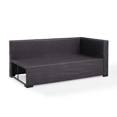 Biscayne Loveseat With White Cushions Brown - Crosley 3 Biscayne Loveseat With White Cushions Brown - Crosley