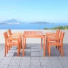 Azen 5pc Outdoor Dylan Coastal Eucalyptus Hardwood Dining Set Red Brown -Outdoor Furniture Store GUEST 1096444d ba74 4304 81cb 7a5e8c270564