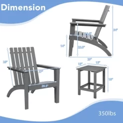 Costway 2PCS Patio Adirondack Chair Side Table Set Solid Wood Garden Deck Grey -Outdoor Furniture Store GUEST 10d3c703 c406 44c8 beae 599ee2eb4bbd