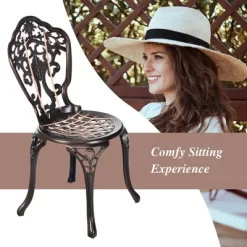 Costway 3PCS Patio Bistro Set Round Table Chairs All Weather Cast Aluminum Yard -Outdoor Furniture Store GUEST 11265d10 0ffd 4699 9160 9d1fdccc3999