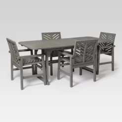 5pc Slatted Extendable Acacia Wood Patio Dining Set - Saracina Home -Outdoor Furniture Store GUEST 1180b99e 29f9 4ec7 9106 c492deb0dc52