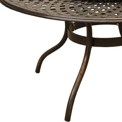 59" Contemporary Modern Mesh Lattice Aluminum Round Dining Table With Lazy Susan - Bronze - Oakland Living 6 59" Contemporary Modern Mesh Lattice Aluminum Round Dining Table With Lazy Susan - Bronze - Oakland Living - Image 4