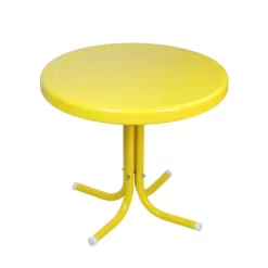 Northlight 22" Outdoor Retro Metal Tulip Side Table, Yellow