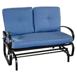 Costway Glider Outdoor Patio Rocking Bench Loveseat Cushioned Seat Steel Frame Blue -Outdoor Furniture Store GUEST 123ec2be c07d 4102 82bd fc8189a2ab7a