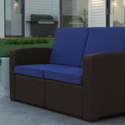 Emma And Oliver Faux Rattan Loveseat With All-Weather Cushions -Outdoor Furniture Store GUEST 124b6fbb af47 4926 9db2 c37e7609f4f9