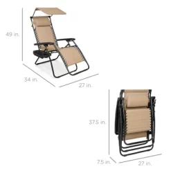 Best Choice Products Folding Zero Gravity Recliner Patio Lounge Chair W/ Canopy Shade, Headrest, Tray -Outdoor Furniture Store GUEST 1259cfd0 55f5 4f09 a9d2 91386344f750