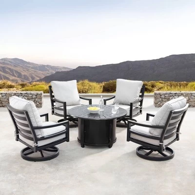 Oakland Living 5pc Swivel Rocking Aluminum Outdoor Dining Set Copper/Gray 3 Oakland Living 5pc Swivel Rocking Aluminum Outdoor Dining Set Copper/Gray