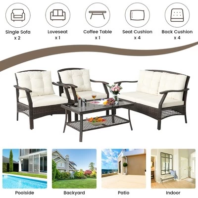 Costway 8 PCS Outdoor Rattan Conversation Set Patio Rattan Sofa Set W/ Protective Cover 10 Costway 8 PCS Outdoor Rattan Conversation Set Patio Rattan Sofa Set W/ Protective Cover - Image 8
