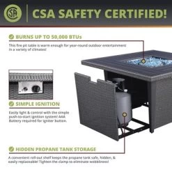 Kinger Home Ethan 5-Piece Rattan Wicker Propane Fire Pit Set With An Aluminum Frame -Outdoor Furniture Store GUEST 13612352 3a12 4133 a059 b360826bd630