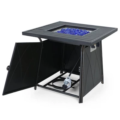 5pc Patio Dining Set With Square Steel Fire Pit With Faux Wood Tabletop & Rattan 360 Swivel Chairs - Captiva Designs 13 5pc Patio Dining Set With Square Steel Fire Pit With Faux Wood Tabletop & Rattan 360 Swivel Chairs - Captiva Designs - Image 11