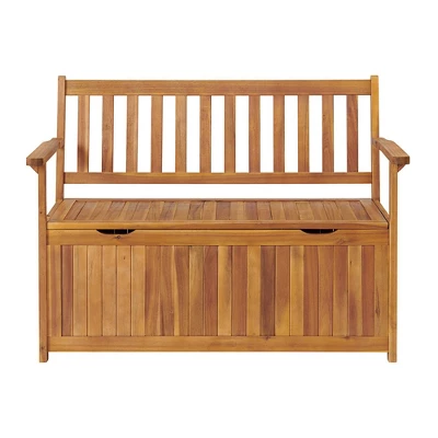 Londonderry 47" Acacia Wood Outdoor Storage Bench - Natural - Alaterre Furniture 4 Londonderry 47" Acacia Wood Outdoor Storage Bench - Natural - Alaterre Furniture - Image 2