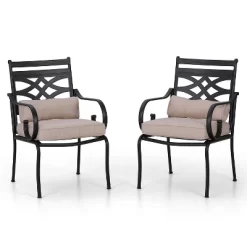5pc Outdoor Dining Set With Chairs With Seat & Back Cushions & Square Table With Faux Wood Tabletop With Umbrella Hole - Captiva Designs -Outdoor Furniture Store GUEST 143c4e8e 5b37 4e65 950d 32e4bbee2dd3 1