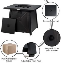 Tangkula 9PCS Outdoor Patio Furniture Set With 30" Propane Fire Pit Table PE Wicker Space-Saving Sectional Sofa Set W/ Storage Box & Cushions -Outdoor Furniture Store GUEST 148f8c7e 2fe6 4b50 aebd dd54b8077e03