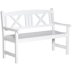 Outsunny 2-Seater Wooden Garden Bench, 4FT Outdoor Patio Loveseat With Unique X-Shape Back For Yard, Lawn, Porch -Outdoor Furniture Store GUEST 14995f59 0c37 45b1 90d7 9a4d3c25248f