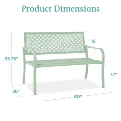Best Choice Products Indoor Outdoor Steel Garden Bench W/ Geometric Backrest, Foot Levelers -Outdoor Furniture Store GUEST 14b96b09 e68f 4da3 b46f 4639497fd040