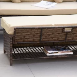 Outsunny Patio Wicker Loveseat Sofa Set, Outdoor PE Rattan Garden Assembled Sun Lounger Daybed Furniture, W/ Storage Ottoman & Side Tables/ Drink Trays For Poolside, Porch, Backyard -Outdoor Furniture Store GUEST 15fa92f3 97ff 498d 8c54 12ccdb1a3214