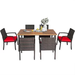 Tangkula 7- Piece Patio Dining Furniture Set Acacia Wood And Wicker Dining Table Armchairs Navy/Red/White/Turquoise 19 Tangkula 7- Piece Patio Dining Furniture Set Acacia Wood And Wicker Dining Table Armchairs Navy/Red/White/Turquoise -Outdoor Furniture Store GUEST 162432c6 63f6 43bc b841 cf1e5a16e404