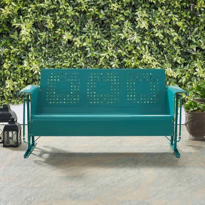 Bates Outdoor Sofa Glider - Turquoise - Crosley 4 Bates Outdoor Sofa Glider - Turquoise - Crosley - Image 2