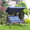 Outsunny 2-Person Patio Swing Chair Outdoor Canopy Swing With Adjustable Shade, Soft Cushions, Throw Pillows And Tray For Garden, Poolside -Outdoor Furniture Store GUEST 1693048a 647c 4666 b730 faae4ee02a4d