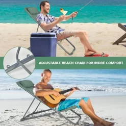 Tangkula 2 PCS Beach Chair Lounger Reclining Folding Chair W/3-Position Adjustable Backrest Blue/Orange/Green -Outdoor Furniture Store GUEST 16ac02d1 a488 4772 8d1e 5618ce6a5385