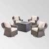 Julian 5pc Faux Wicker Swivel Club Chair & Square Fire Pit Set - Dark Brown/Dark Gray - Christopher Knight Home -Outdoor Furniture Store GUEST 16b8ab8f f9f2 4006 a34c 15d158ee2740