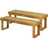 Costway 2Pcs 52'' Outdoor Acacia Wood Dining Bench Chair Seat Slat Garden