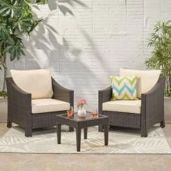 Antibes 3pc Wicker Chat Set With Cushions - Christopher Knight Home -Outdoor Furniture Store GUEST 1744b3d2 8d1c 4539 ad5d 5beced7a48e6