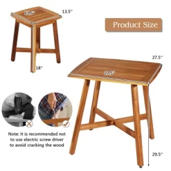 Costway 5PCS Acacia Patio Dining Set W/Square Table & 4 Stools Reddish Brown -Outdoor Furniture Store GUEST 1768deca c6b9 4508 b06a 5c8e77eacea0