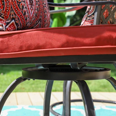 5pc Outdoor Set With Swivel Stools & Cushions & Square Metal Table - Captiva Designs 8 5pc Outdoor Set With Swivel Stools & Cushions & Square Metal Table - Captiva Designs - Image 6