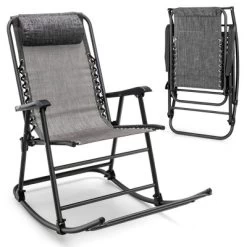 Costway Folding Zero Gravity Rocking Chair Outdoor Patio Headrest Turquoise Grey -Outdoor Furniture Store GUEST 181b693d 4572 4f33 ad6e 8e5b198ef097